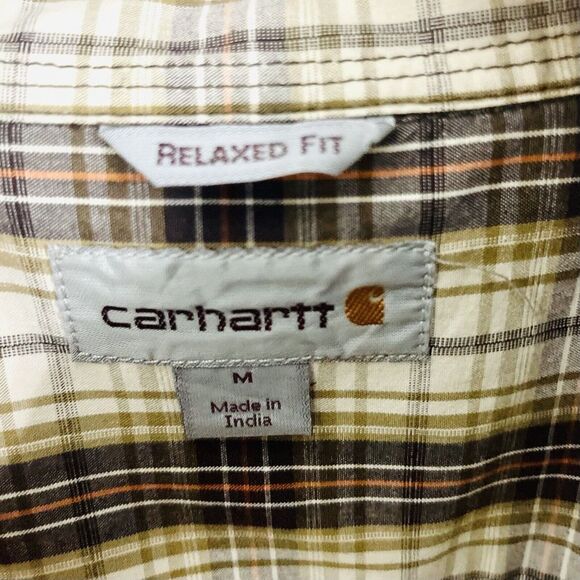 Carhartt Shirt Mens Medium Plaid Short Sleeve Button Down Shirt Relaxed Fit - Picture 4 of 5